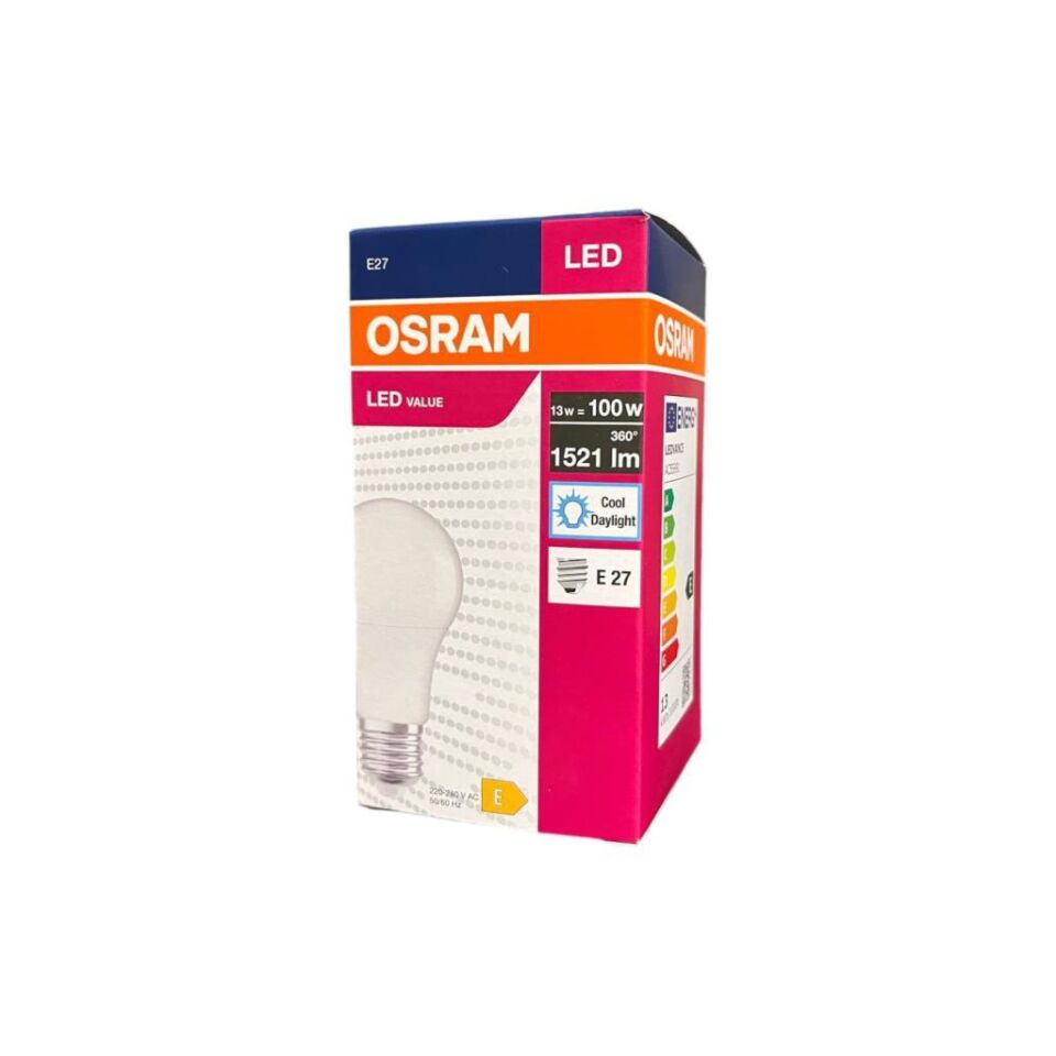 Osram LedValue LED Ampul 13W (100W Eşdeğer) | E27 Duy | 6500K Beyaz Işık | 1521 Lümen | Yüksek Aydınlatma Performansı