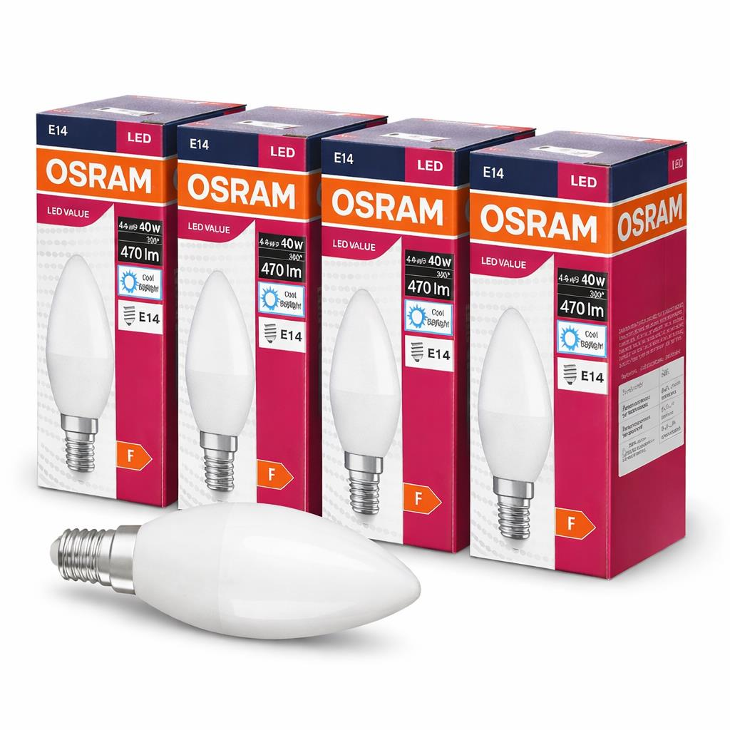 Osram E14 LED Ampul 4,9W 6500K Beyaz Işık 470 Lümen 40W Eşdeğer 4’lü Ekonomik Paket