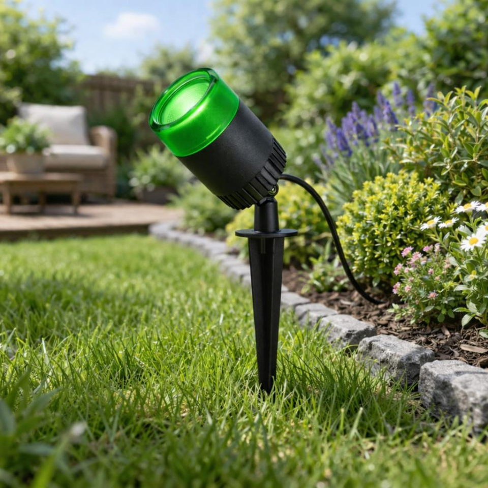 Zita Kazıklı Çim Çiçek Bahçe Duvar Aydınlatma Yeşil Işık Ampul Dahil