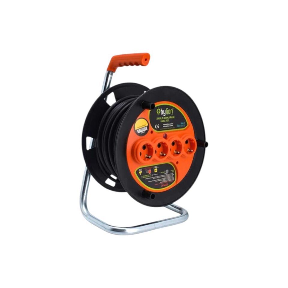 Bylion PMK-20325-F 20 Metre Makaralı Uzatma Kablosu – 3x2.5mm TTR (CCA), 250V/16A