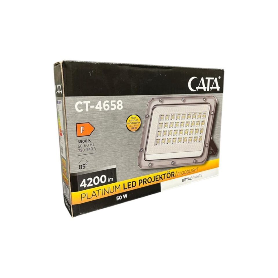 CATA CT-4658 Platinum 50W LED Projektör - 4200 Lümen 6500K Beyaz Işık, Geniş Açılı Dış Mekan Aydınlatma