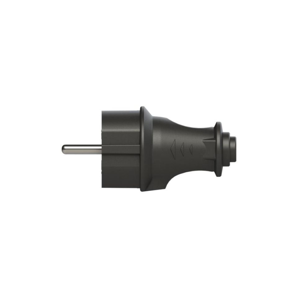 Ne-Ad 1010-S Topraklı Erkek Fiş – 16A 250V Siyah Düz Model, 2P+N Bağlantı, Sarı Kontaklı