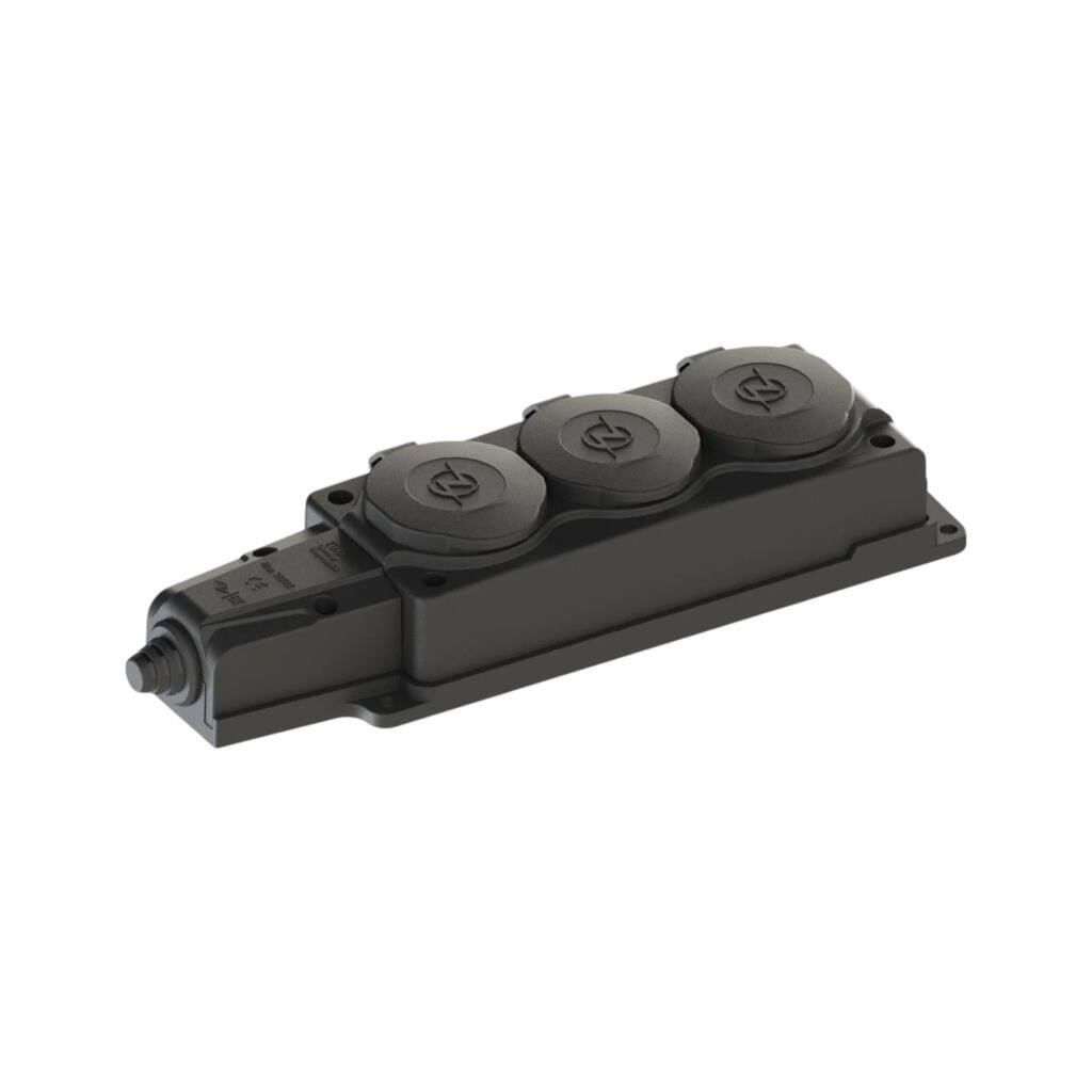 Ne-Ad 4103 Kauçuk Üçlü Grup Priz – 16A, 220-250V, Darbeye Dayanıklı, Yerli Üretim
