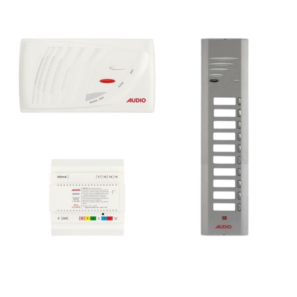 Audio 10 Daire Kapıcısız Diafon Sistemi Komple Paket