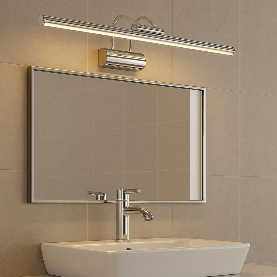 SekaTech 35cm Flüt Aplik – Krom Kasa, 6W 3200K Gün Işığı LED Ayna Üstü Banyo ve Tablo Aydınlatma Lambası
