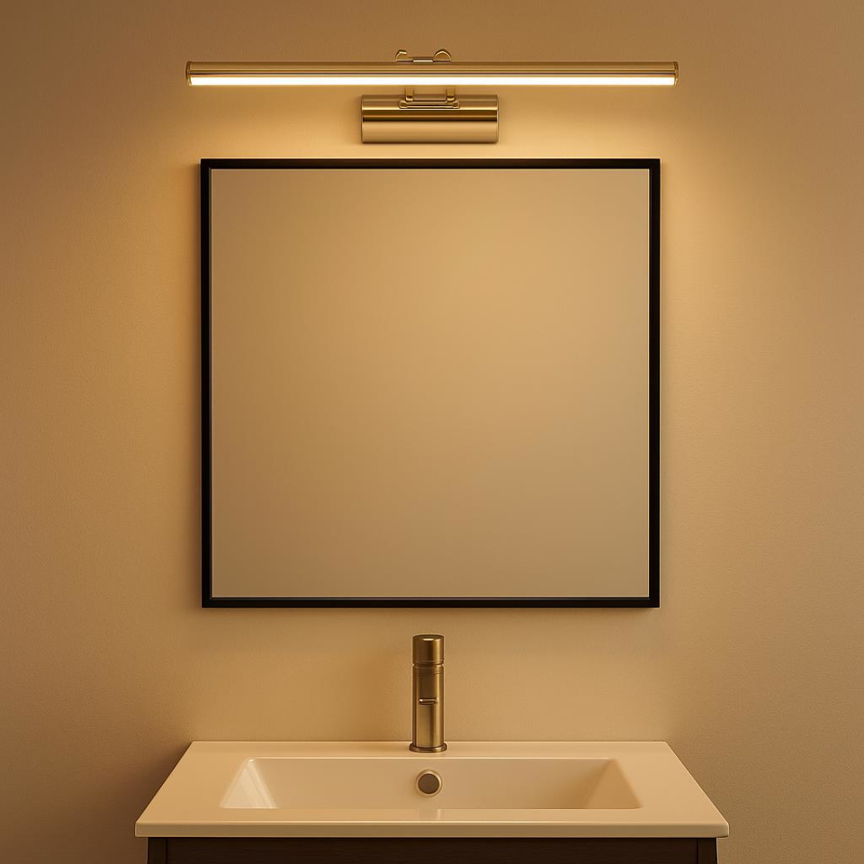 SekaTech 35cm Flüt Aplik – Gold Kasa, 6W 3200K Gün Işığı LED Ayna Üstü Banyo ve Tablo Aydınlatma Lambası