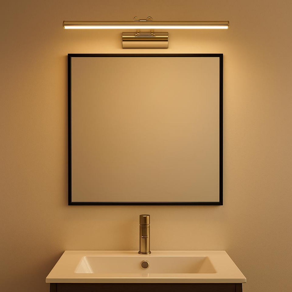 SekaTech 35cm Flüt Aplik – Gold Kasa, 6W 3200K Gün Işığı LED Ayna Üstü Banyo ve Tablo Aydınlatma Lambası