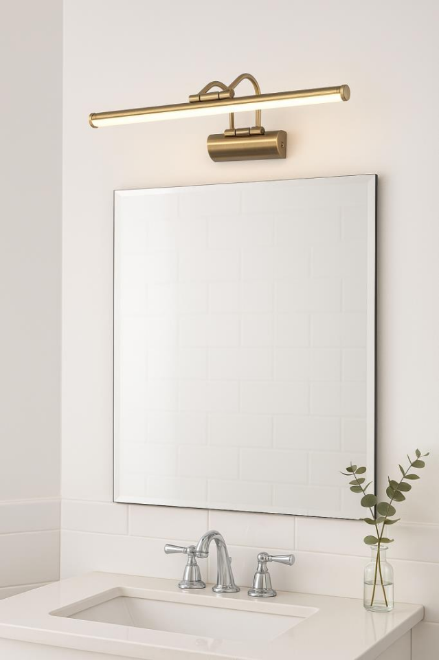 SekaTech 35cm Flüt Aplik – Eskitme Kasa, 6W 3200K Gün Işığı LED Ayna Üstü Banyo ve Tablo Aydınlatma Lambası