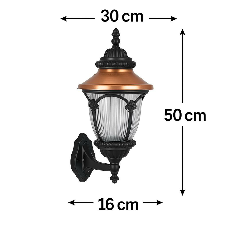 Şanlı ŞA 538 Döküm Gövdeli Bahçe Duvar Apliği – E27 Duy, 50 cm, Polikarbon Cam, Dış Mekan Aydınlatma