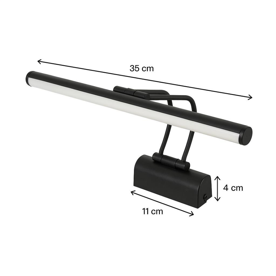 SekaTech 35cm Flüt Aplik – Siyah Kasa, 6W 3200K Gün Işığı LED Ayna Üstü Banyo ve Resim Aydınlatma Lambası | Şık ve Modern Tasarım