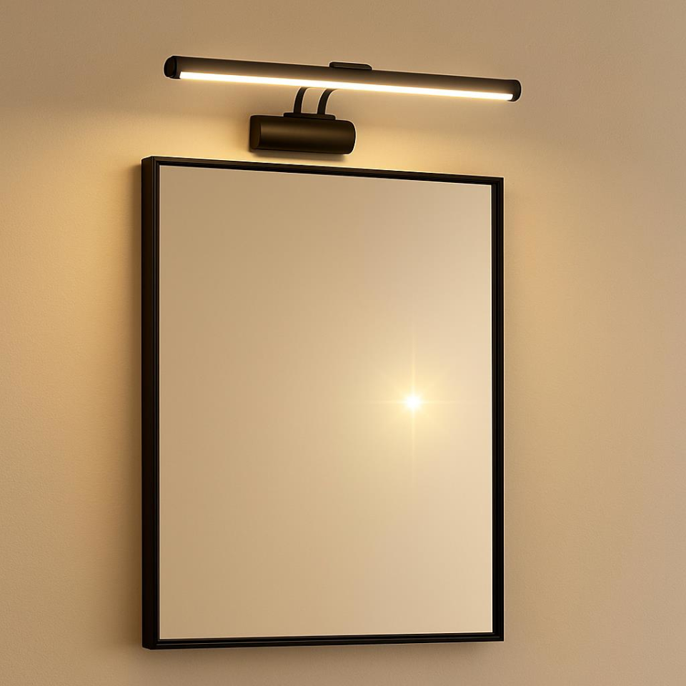 SekaTech 35cm Flüt Aplik – Siyah Kasa, 6W 3200K Gün Işığı LED Ayna Üstü Banyo ve Resim Aydınlatma Lambası | Şık ve Modern Tasarım