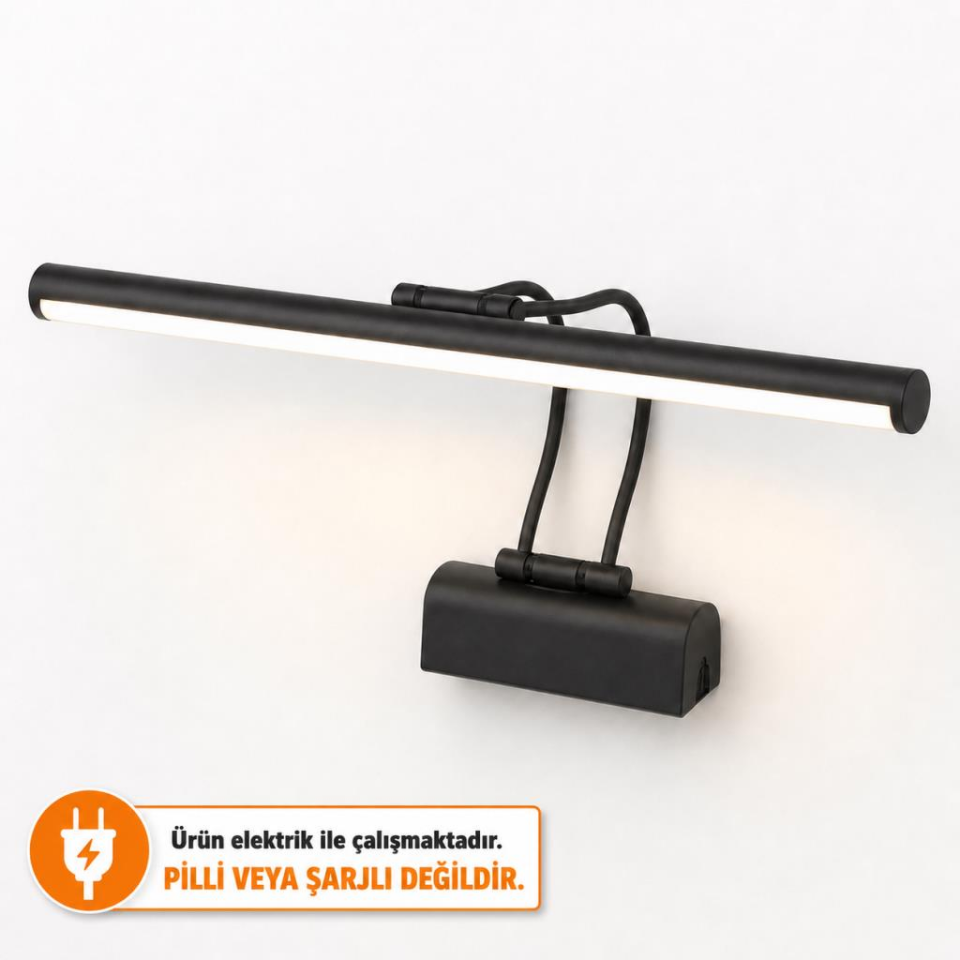 SekaTech 35cm Flüt Aplik – Siyah Kasa, 6W 3200K Gün Işığı LED Ayna Üstü Banyo ve Resim Aydınlatma Lambası | Şık ve Modern Tasarım