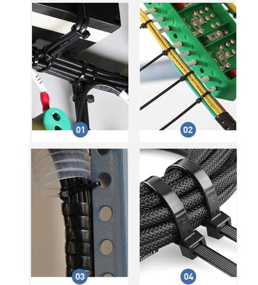 Çetsan 3,6x370 Siyah 37cm Kablo Bağı Plastik Cırt Kelepçe Toplayıcı-100 Adet