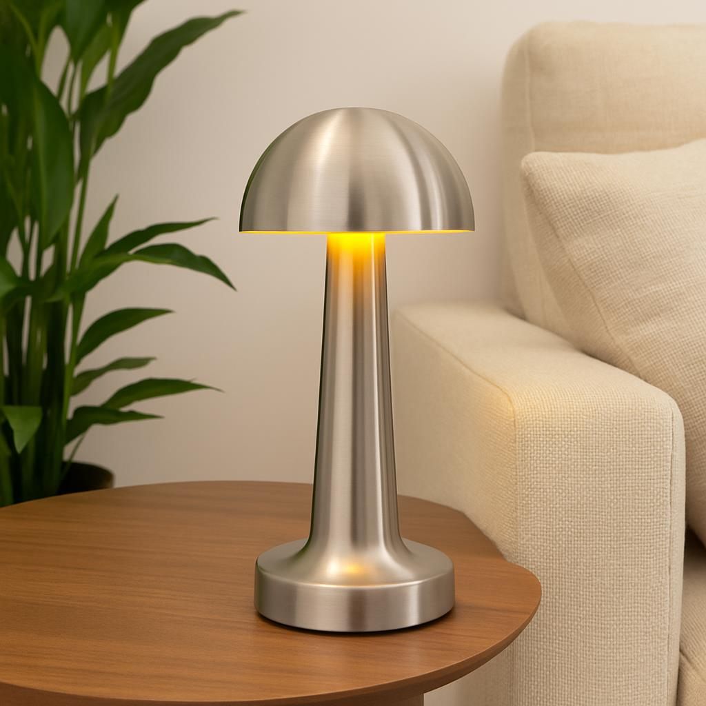 K2 Gümüş Dokunmatik Şarjlı Masa Lambası 3 Renk Modu, Dim Edilebilir, 6500K-4000k-3000k