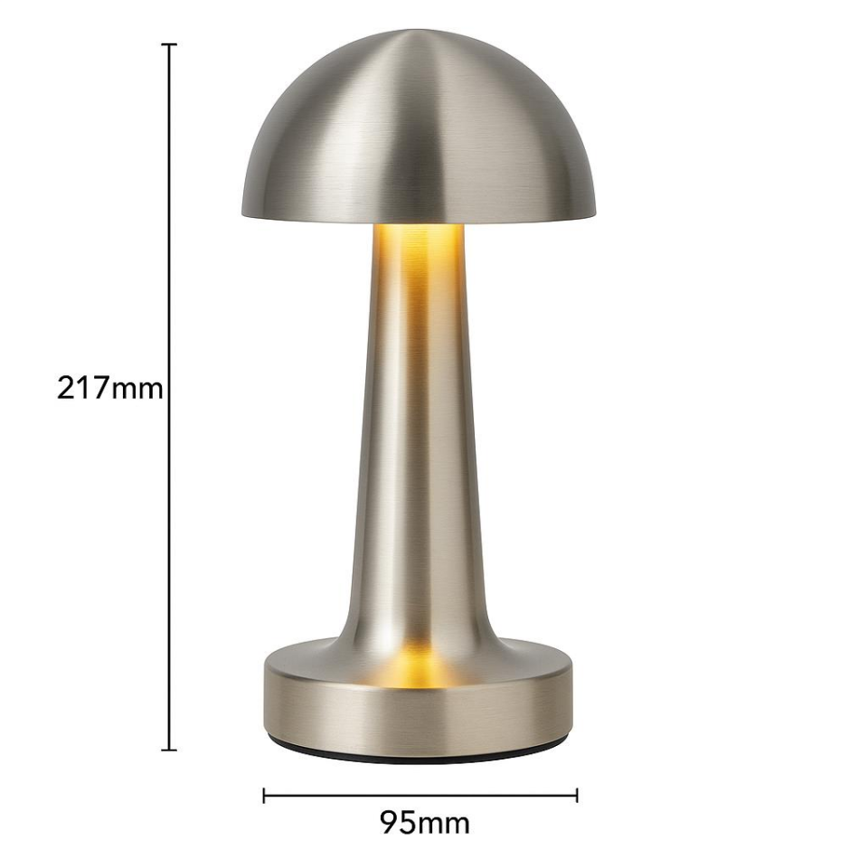 HERO LOTUS KROM Dokunmatik Şarjlı Masa Lambası HL-5414 – 3 Renk Modu, Dim Edilebilir, 6500K-3200K-Amber