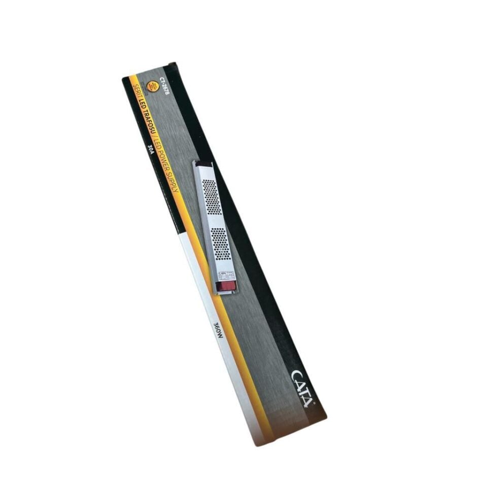 Cata CT-2678 12V 30A 360W Şerit LED Trafosu | Metal Kasa Güç Kaynağı | 348x53x22 mm | AC 176-264V Giriş, DC 12V Çıkış