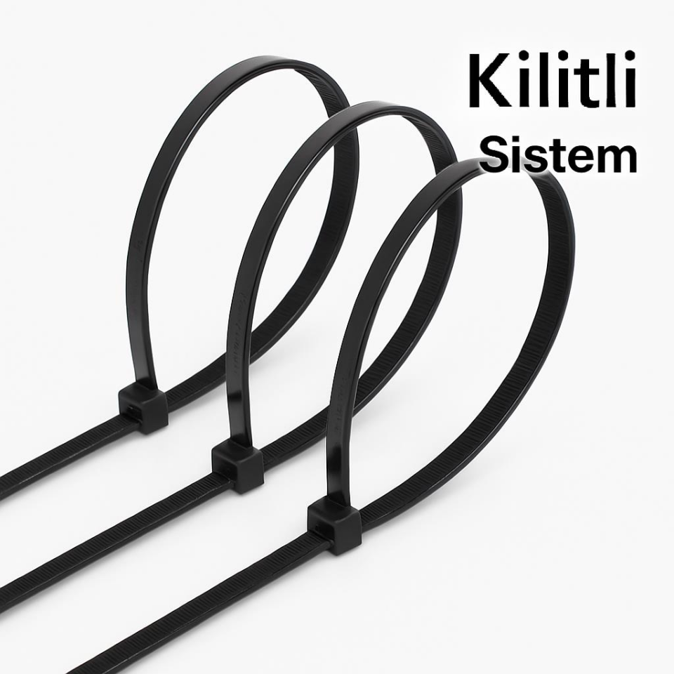 Çetsan 3,6x150 Siyah 15cm Kablo Bağı Plastik Cırt Kelepçe Toplayıcı-100 Adet