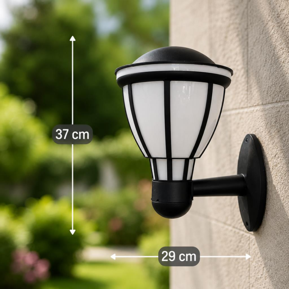 Zita Kupa Bahçe Duvar Apliği 37 cm | E27 Duy | IP54 Dış Mekan Aydınlatma | UV Protection | Teras, Veranda ve Yürüyüş Yolu (Ampul Hariç)