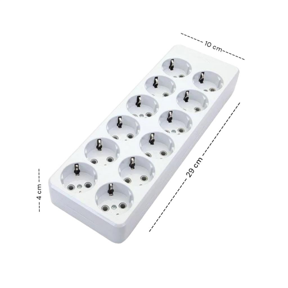 DE-PA 12’li Topraklı Grup Priz | 5 Metre Kablolu | 16A 220V | 3x1,5 mm² Kablo | Çoklu Priz Uzatma