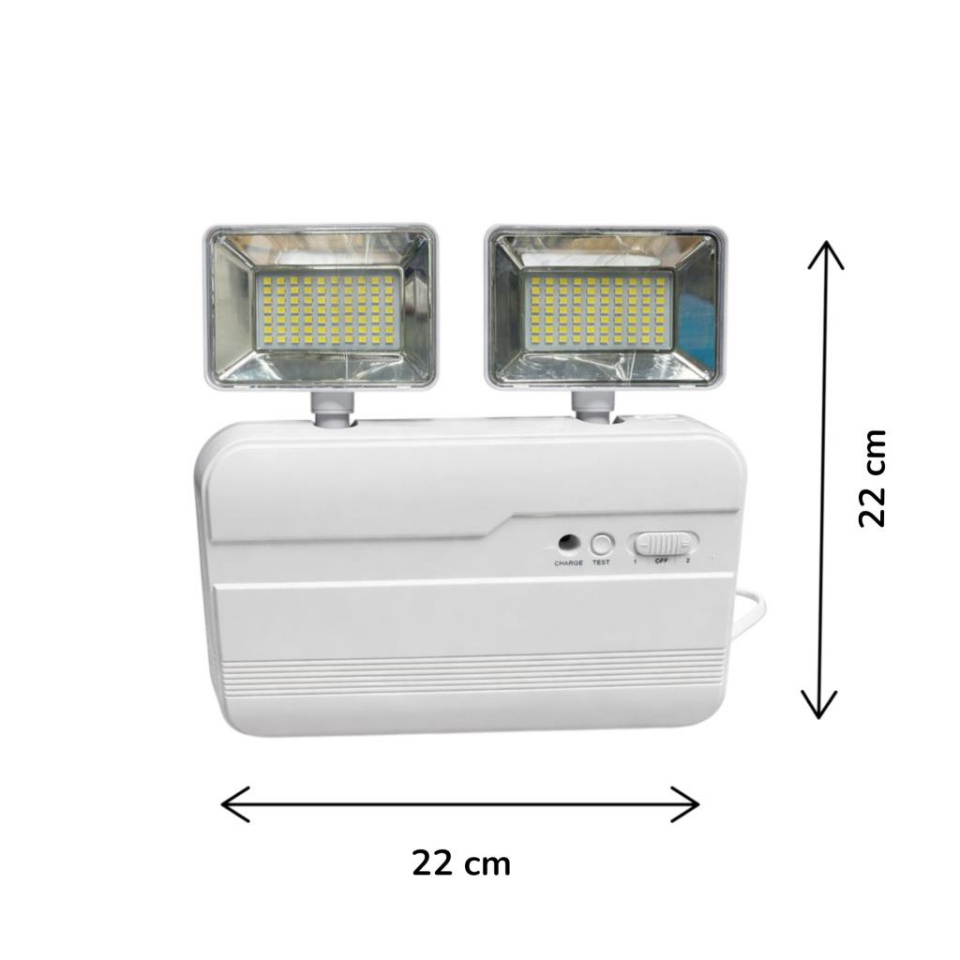Cata CT-9172 2x10W Acil Aydınlatma Armatürü | 2200 Lümen | 2 Kademe | 6400K Beyaz Işık | 220V | IP20 | 22x22 cm