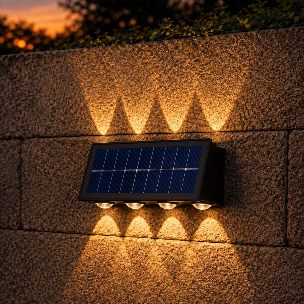 Cata CT-8010 20W Solar LED Duvar Apliği 3200K Günışığı IP65 Çift Yönlü Dış Mekân Aydınlatma