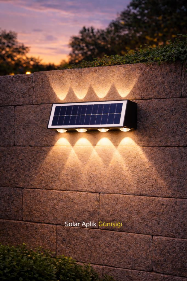 20W Solar Aplik – 3200K Günışığı | IP65 Dış Mekan Duvar Aydınlatma Kos Solar Led Aplik