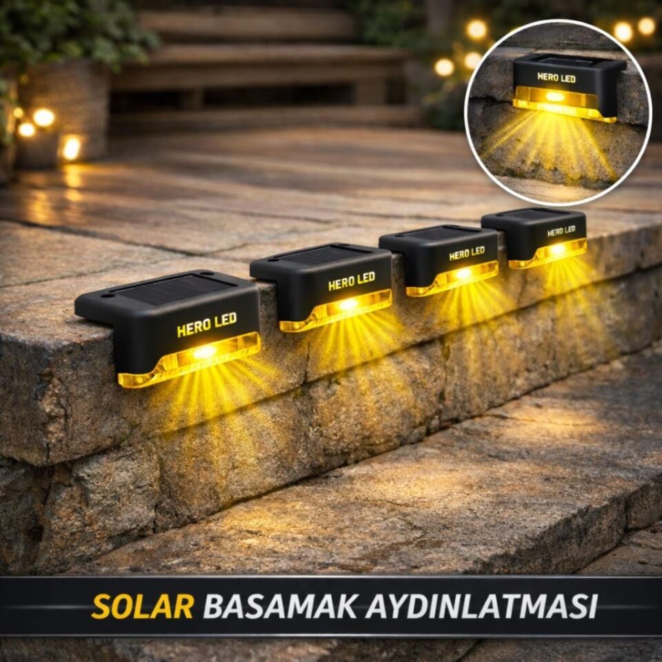 Hero Led 4 Lü Solar Köşe Armatürü İp64-Basamak-Merdiven-Bahçe Duvarı-Çit Aydınlatması