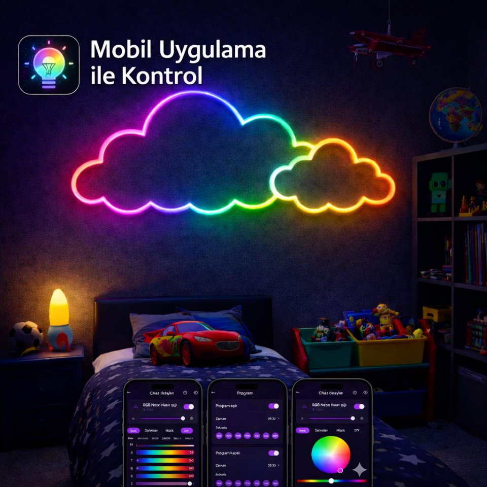 CT-4567-Akıllı RGB Neon Pixel LED Duvar Lambası – Mobil Uygulama Kontrollü, Müzik Senkronlu, Oyuncu Odası Dekoratif Gece Aydınlatması