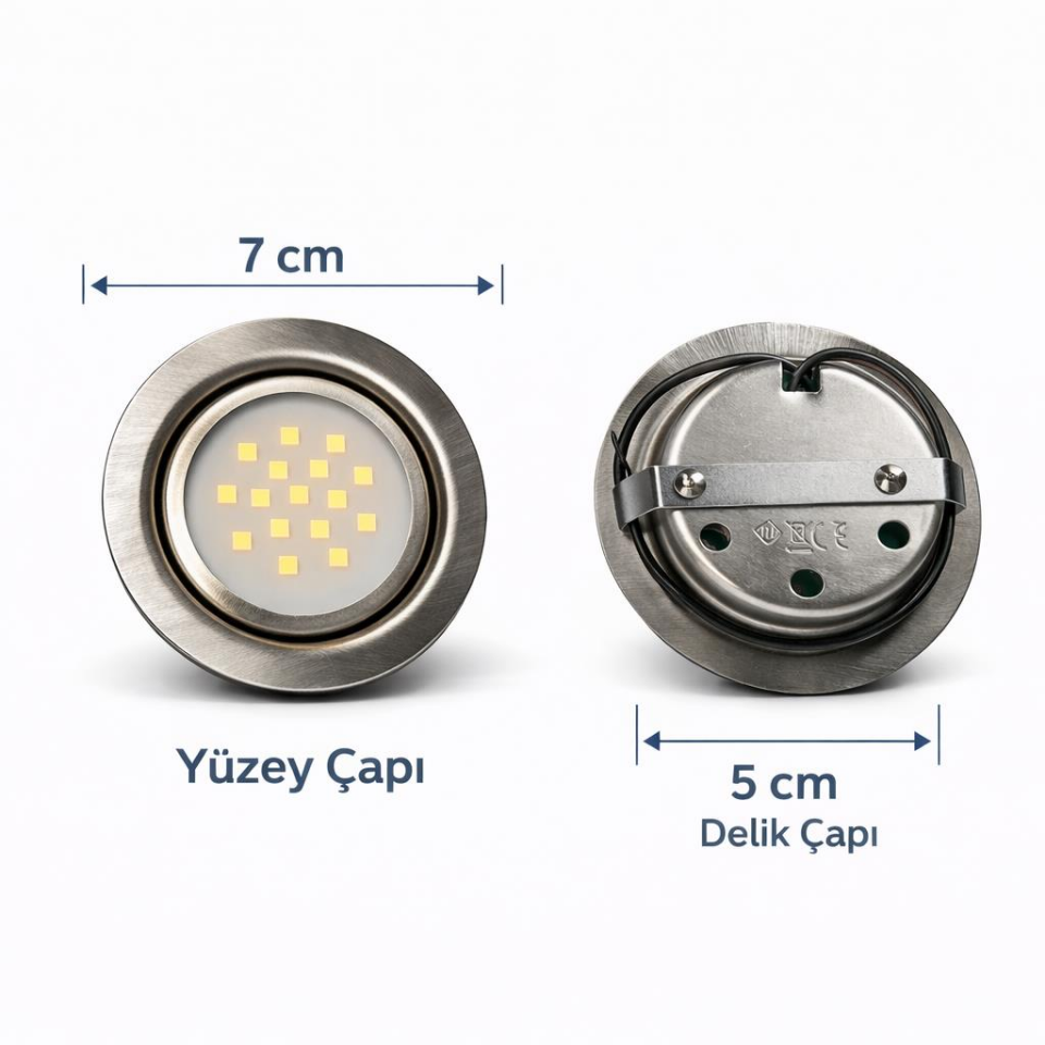 1 Watt Gömme LED Spot 220V Gün Işığı – Dolap İçi & Mutfak Altı Aydınlatma