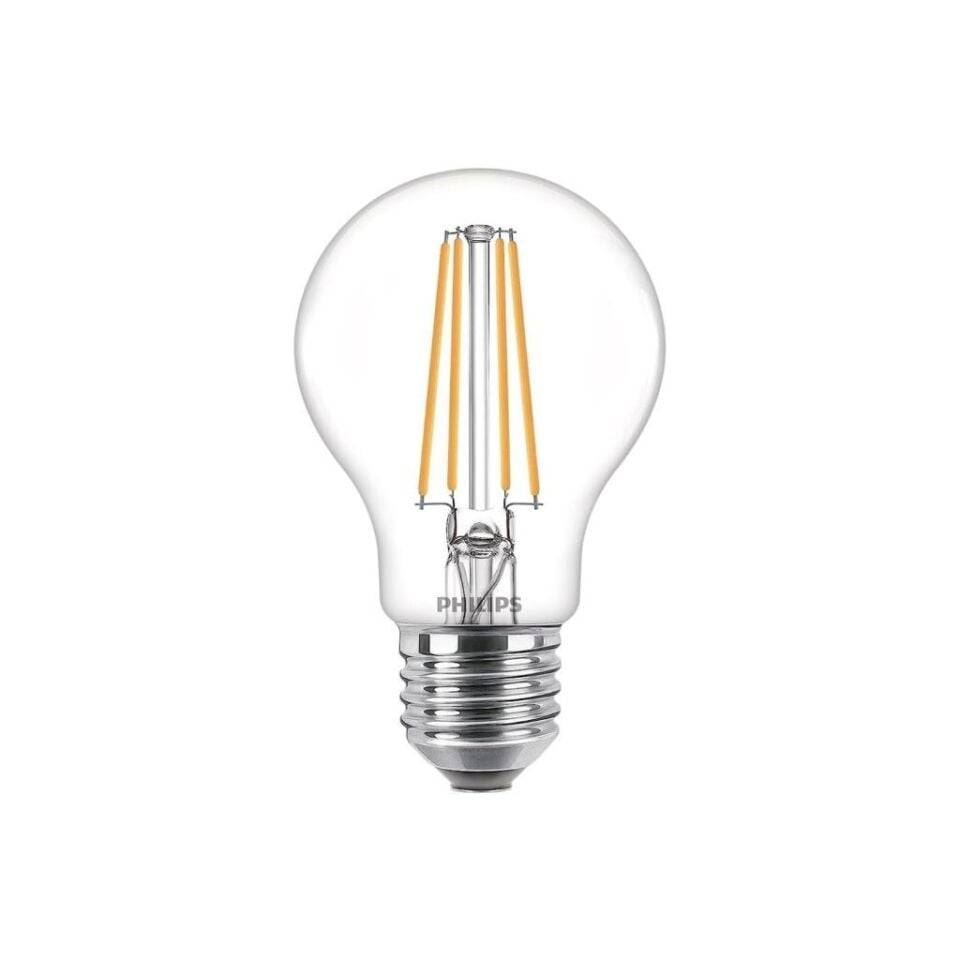 Philips LED Classic 60W A60 Filament Ampul, 2700 Sarı Işık, E27 Normal Duy, Dim Edilmez 2'li Ekopaket