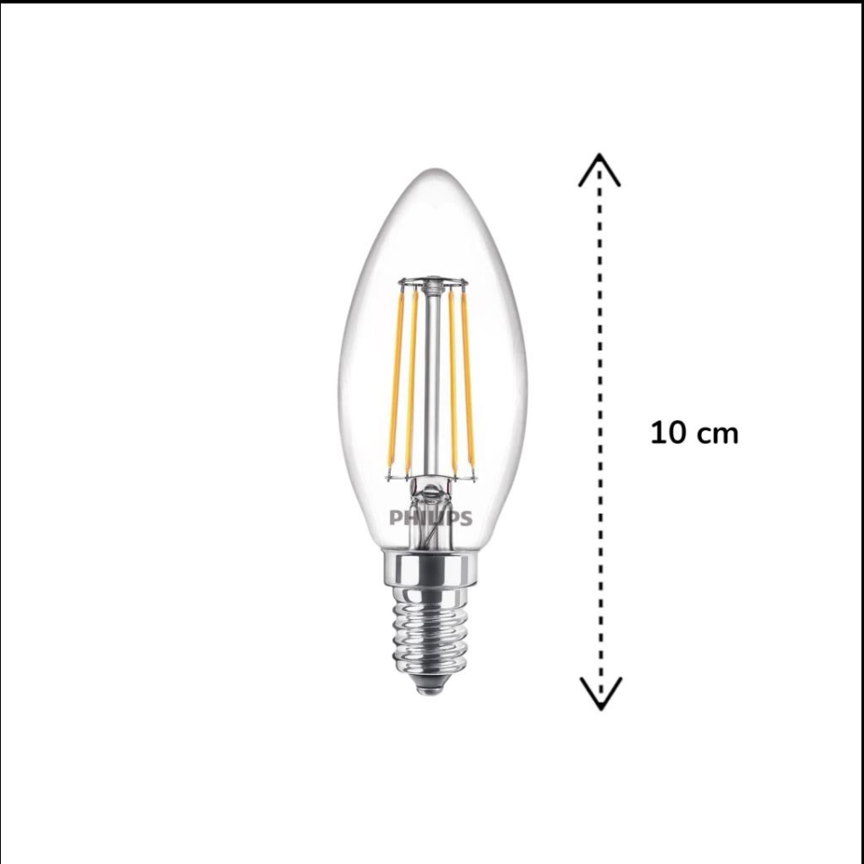 Philips LED Classic 4.3W (40W Eşdeğer) B35 Mum Filament Ampul 3’lü Paket, 2700K Sarı Işık, E14 İnce Duy, Dekoratif, Dim Edilemez