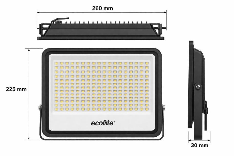 Ecolite 100W LED Projektör 8000 Lümen 3000K Sarı Işık IP66 Su Geçirmez Dış Mekan Bahçe Duvar Aydınlatma 220V