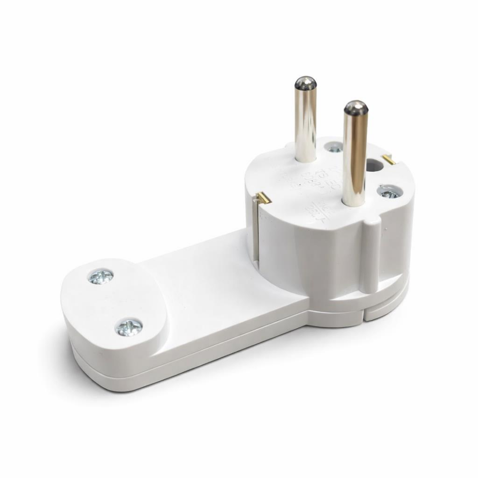 DE-PA Yassı Topraklı Fiş 16A 250V Beyaz – İnce Tasarım Yer Tasarruflu Elektrik Fişi