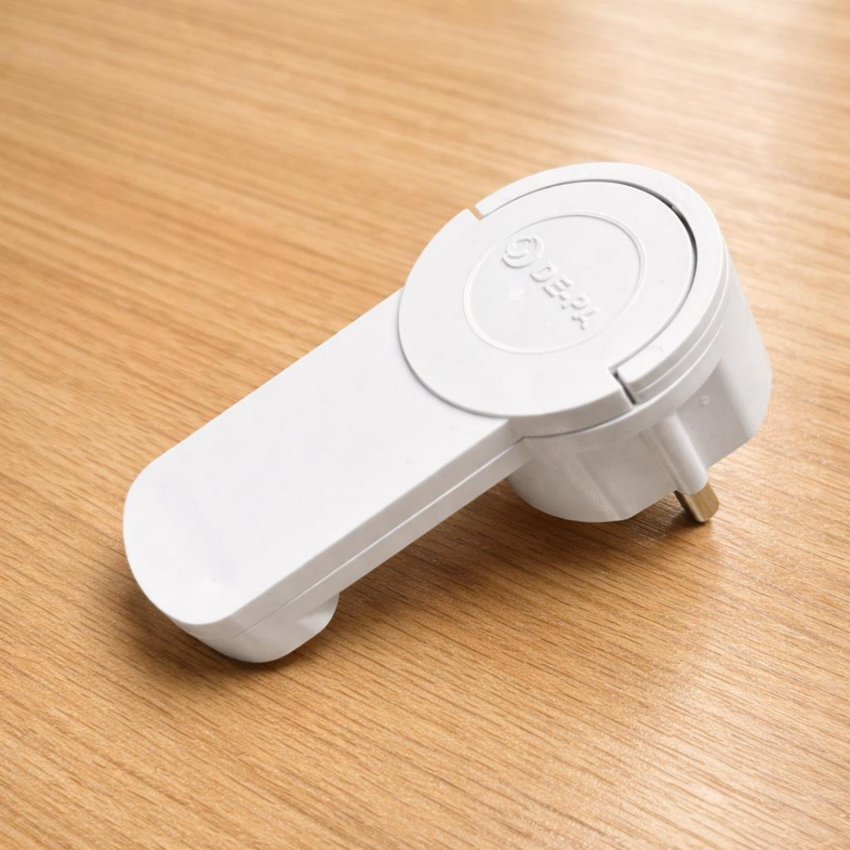 DE-PA Yassı Topraklı Fiş 16A 250V Beyaz – İnce Tasarım Yer Tasarruflu Elektrik Fişi