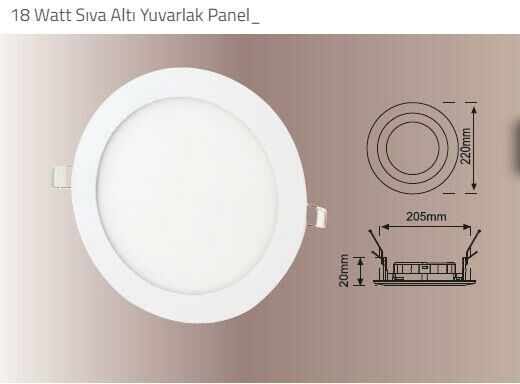 18 Watt Slim Led Panel Sıvaaltı Yuvarlak Beyaz Işık