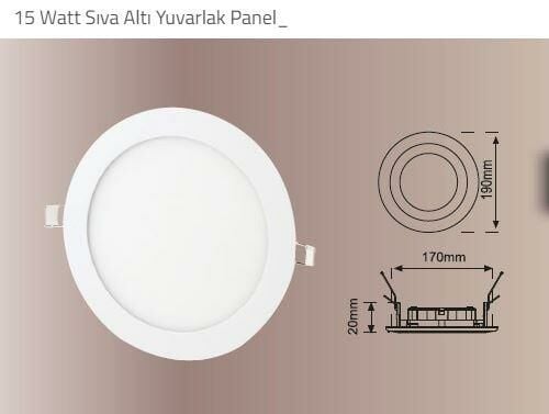 15 Watt Slim Led Panel Yuvarlak Sıvaaltı Beyaz Işık