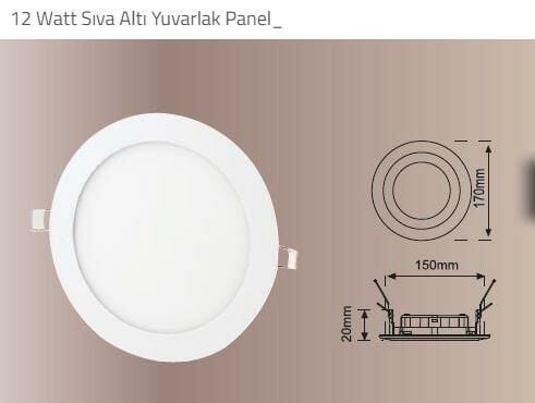 12 Watt Slim Led Panel Yuvarlak Sıvaaltı Beyaz Işık