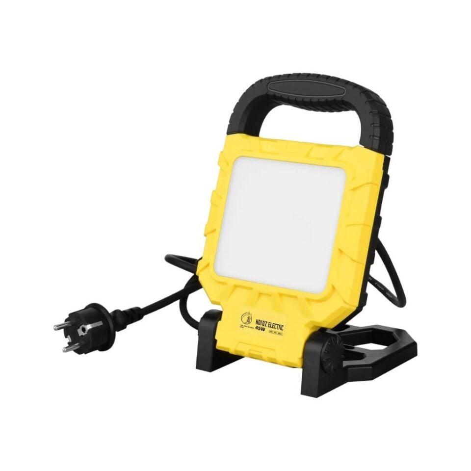 Horoz Seyyar LED Projektör 45W – 6400K Beyaz Işık, 4900 Lümen, 360W Eşdeğer, 1.5 m Kablolu, Katlanabilir Taşınabilir Projektör (220V) 068-015-0045