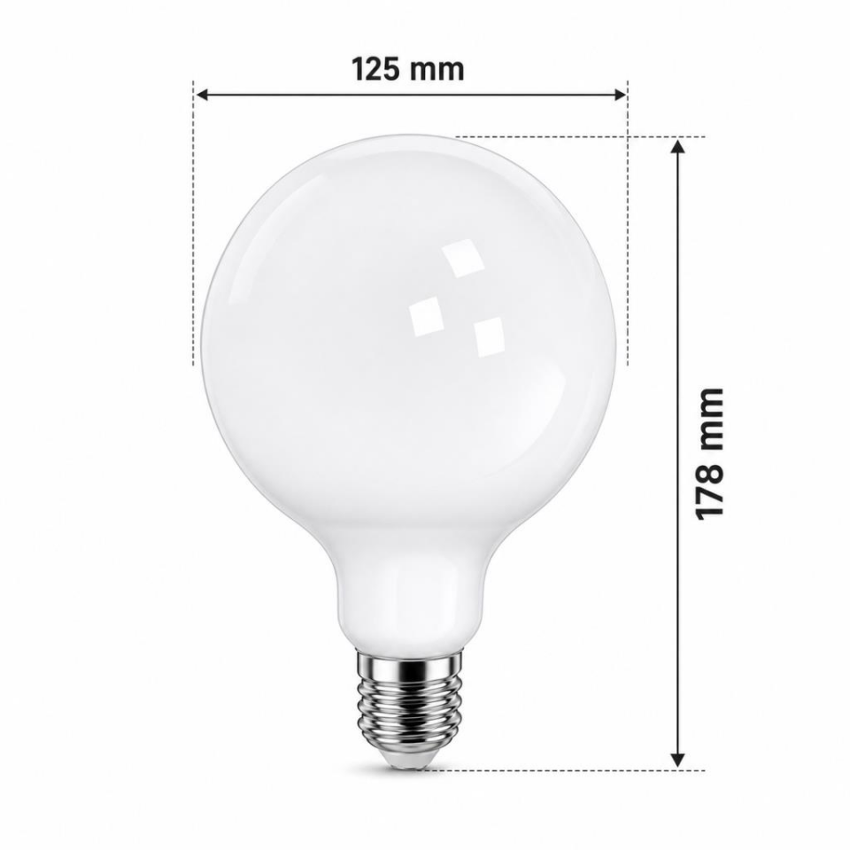 Ecolite G125 Soft LED Ampul 12W (104W Eşdeğer) E27 Duy 2700K Sarı Işık Dimmer Uyumlu 1600 Lümen Dekoratif Büyük Boy Ampul