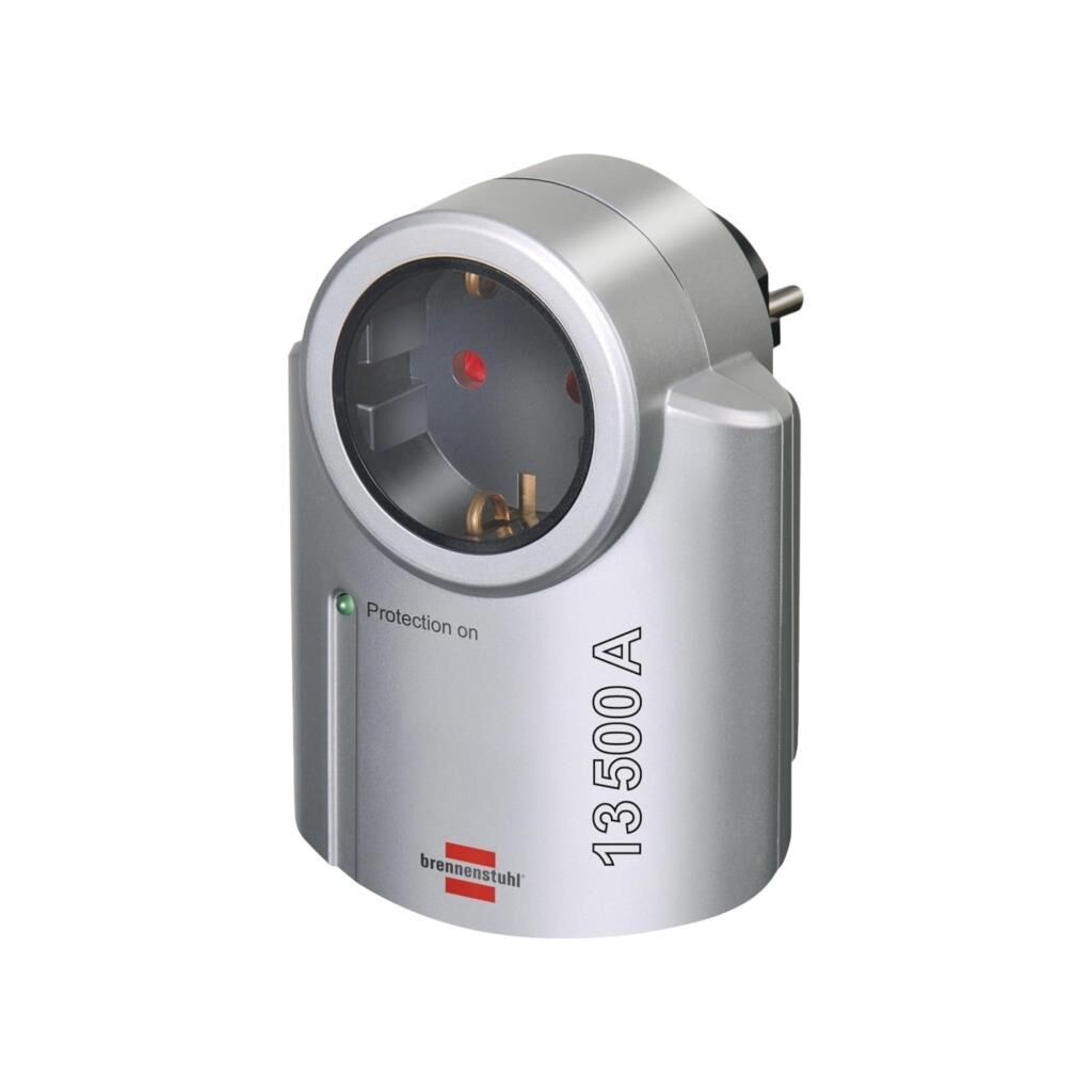 Brennenstuhl 61590146 Akım Korumalı Priz 13.500A Tekli Kompakt Darbe Koruma Adaptörü 220V Gümüş