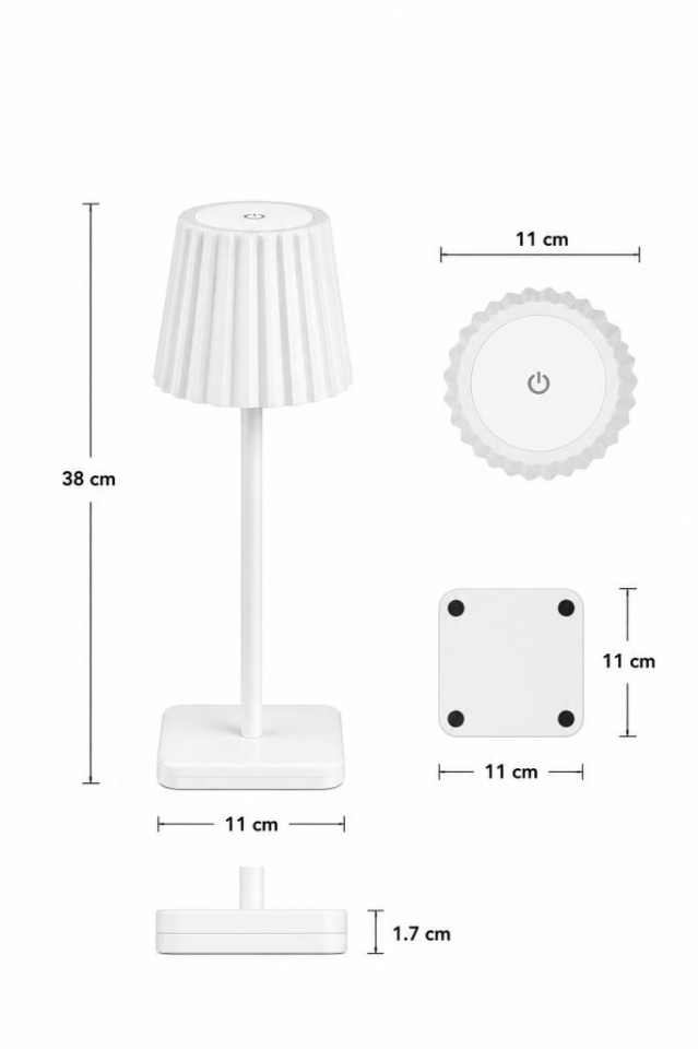 Horoz Merida Siyah Şarjlı LED Masa Lambası 3 CCT Dimmer Dokunmatik Kablosuz Type-C Şarjlı Dekoratif Ambiyans Aydınlatma 38 cm